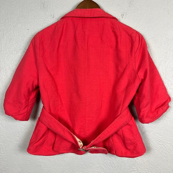 Luii Anthropologie Belted Waist Jacket Elbow Sleeve Triple Button Career - PM - Picture 3 of 8